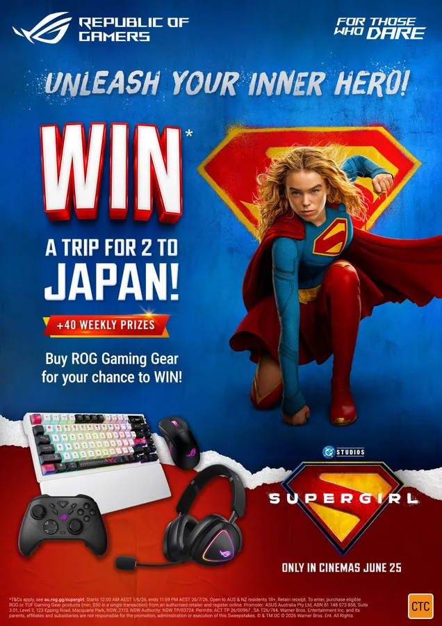 Featured image for ASUS ANZ joins forces with DC Studios and Warner Bros. Pictures for ROG Gaming Gear x Supergirl Movie Promotion
